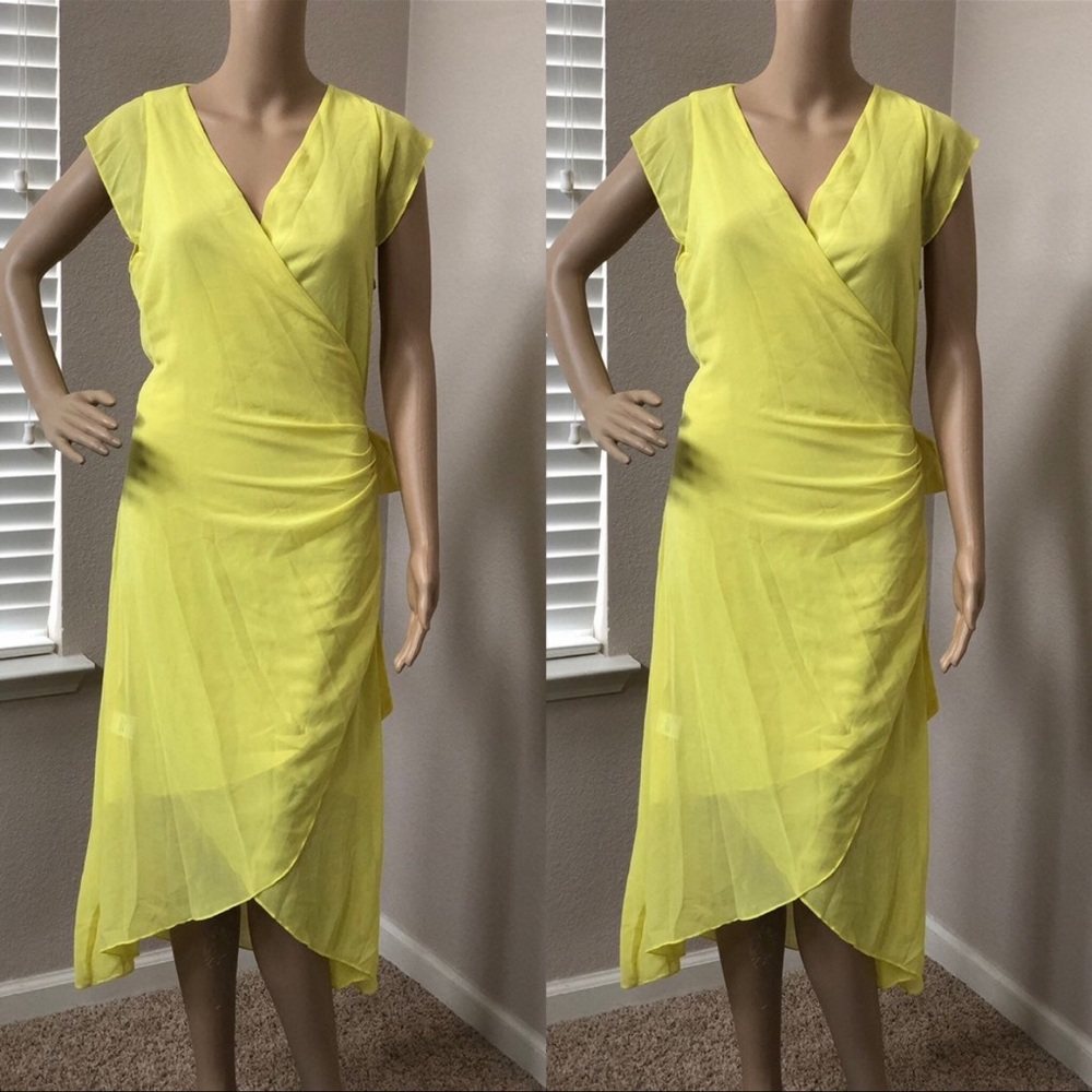 Womens wrap tie dress sheer neon new